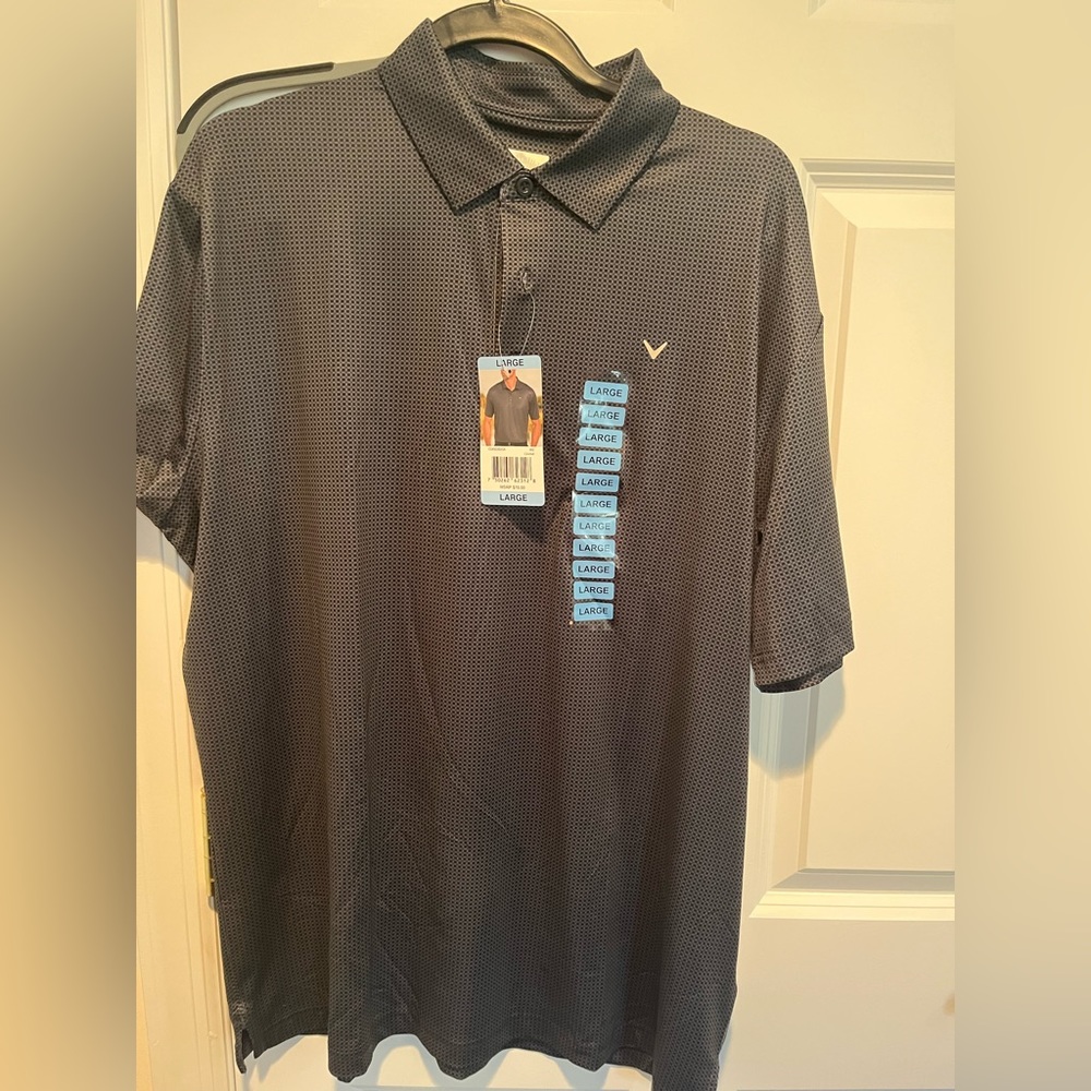 NWT Men’s Size Large Callaway Golf shirt grey/black Opti Dri moisture wicking